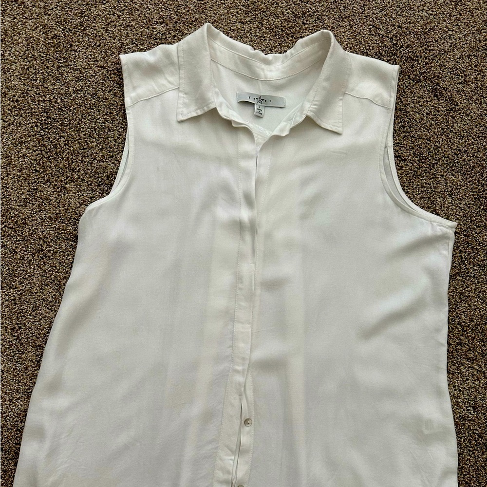 White Shirt, Button Front, Sleeveless, NWT, L